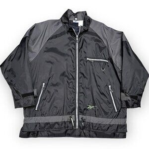Reebok Vintage 90s Lightweight Retro Black Windbreaker Track Jacket Mens Medium